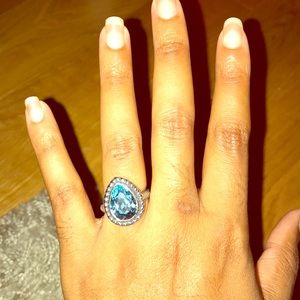Blue Swarovski Silver Ring
